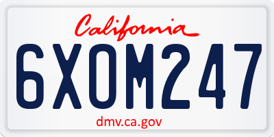 CA license plate 6XOM247