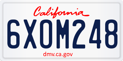 CA license plate 6XOM248