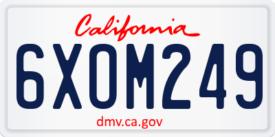 CA license plate 6XOM249