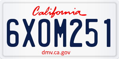 CA license plate 6XOM251