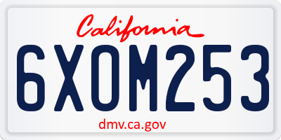 CA license plate 6XOM253