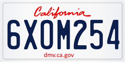 CA license plate 6XOM254