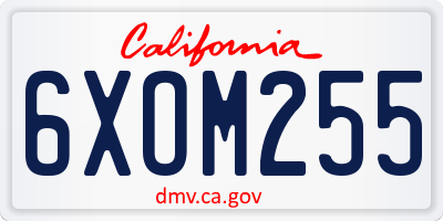 CA license plate 6XOM255
