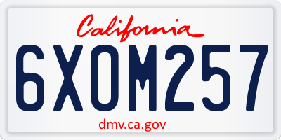 CA license plate 6XOM257