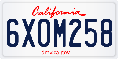CA license plate 6XOM258