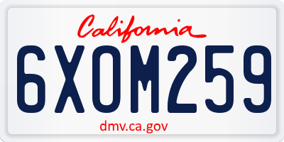 CA license plate 6XOM259
