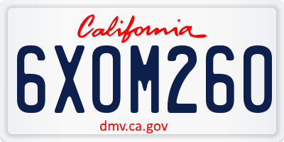 CA license plate 6XOM260