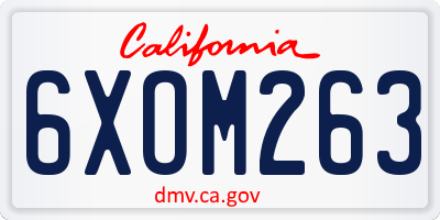 CA license plate 6XOM263