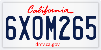 CA license plate 6XOM265