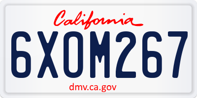 CA license plate 6XOM267
