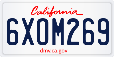 CA license plate 6XOM269