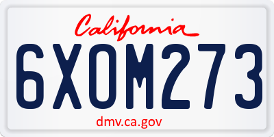CA license plate 6XOM273