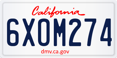 CA license plate 6XOM274