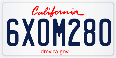 CA license plate 6XOM280