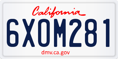 CA license plate 6XOM281