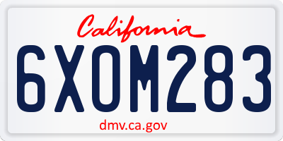 CA license plate 6XOM283