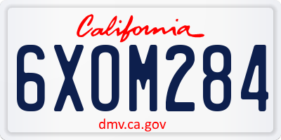 CA license plate 6XOM284