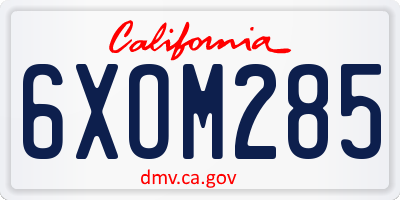 CA license plate 6XOM285