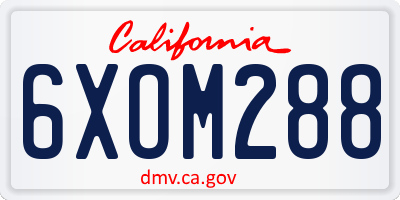 CA license plate 6XOM288