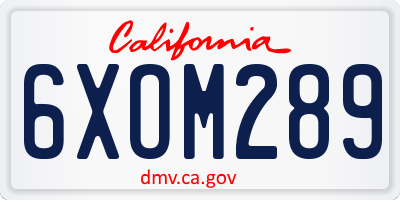 CA license plate 6XOM289