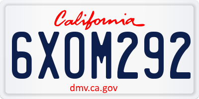 CA license plate 6XOM292