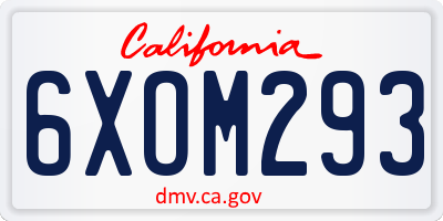 CA license plate 6XOM293