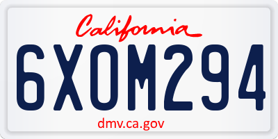 CA license plate 6XOM294