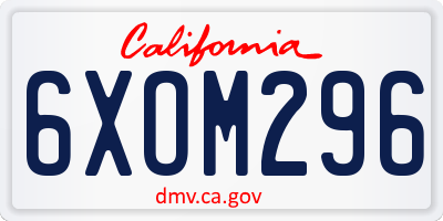 CA license plate 6XOM296