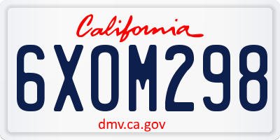 CA license plate 6XOM298