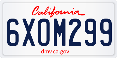 CA license plate 6XOM299