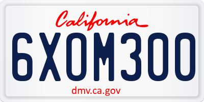 CA license plate 6XOM300