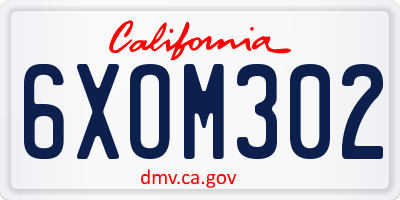 CA license plate 6XOM302