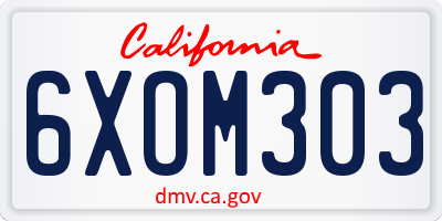CA license plate 6XOM303