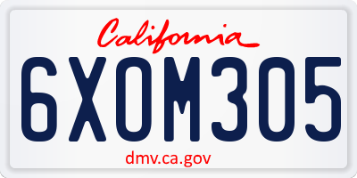 CA license plate 6XOM305