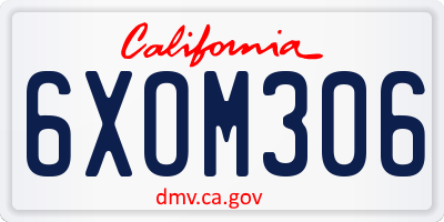 CA license plate 6XOM306