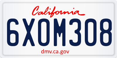 CA license plate 6XOM308