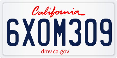 CA license plate 6XOM309