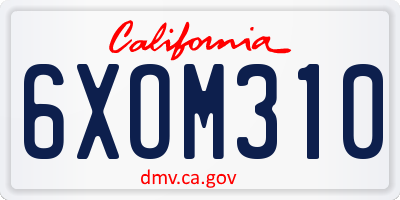 CA license plate 6XOM310