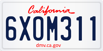 CA license plate 6XOM311