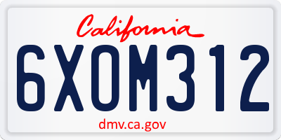CA license plate 6XOM312