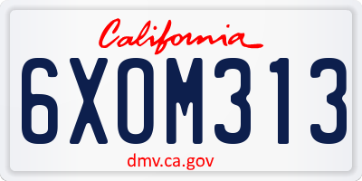 CA license plate 6XOM313
