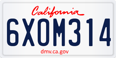 CA license plate 6XOM314