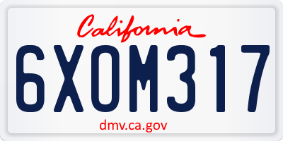 CA license plate 6XOM317