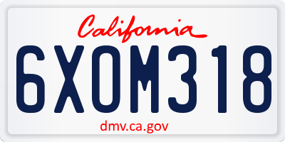 CA license plate 6XOM318