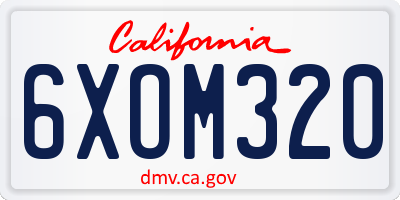 CA license plate 6XOM320