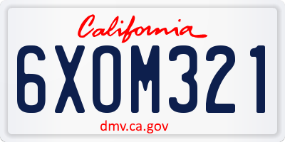 CA license plate 6XOM321