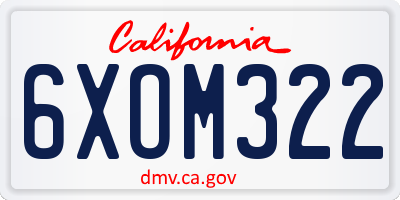 CA license plate 6XOM322