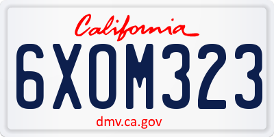CA license plate 6XOM323