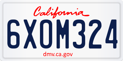 CA license plate 6XOM324