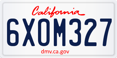 CA license plate 6XOM327